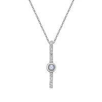 10K White Gold Bezel-set Freshwater Pearl pendant with diamonds (no chain).