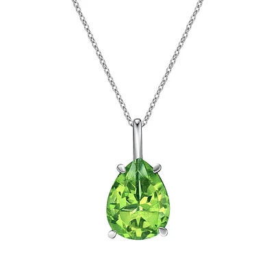 10K White Gold Pear Cut Peridot Necklace