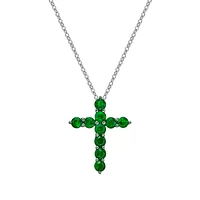 10K White Gold Emerald cross pendant