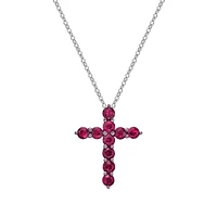 10K White Gold Ruby cross pendant