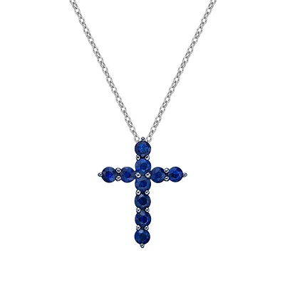 10K White Gold Sapphire cross pendant