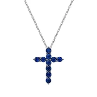 10K White Gold Sapphire cross pendant