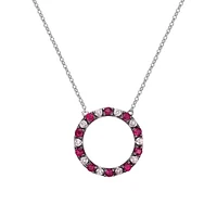 10K White Gold Ruby & diamond circle of love necklace