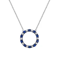 10K White Gold Sapphire & diamond circle of love necklace