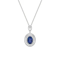 14K Gold Brushed Sapphire & Diamond pendant
