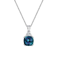 10K White Gold 1.00cttw Created Alexandrite & 0.01cttw Diamond Pendant, 17"