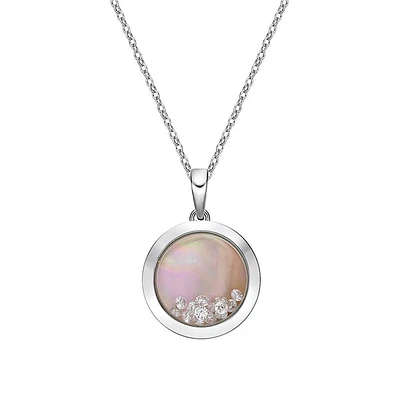 10K Gold Floating Circle Diamond Pendant