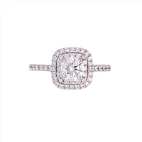 18K White Gold 0.95cttw Lab Grown Diamond Double Halo Engagement Ring