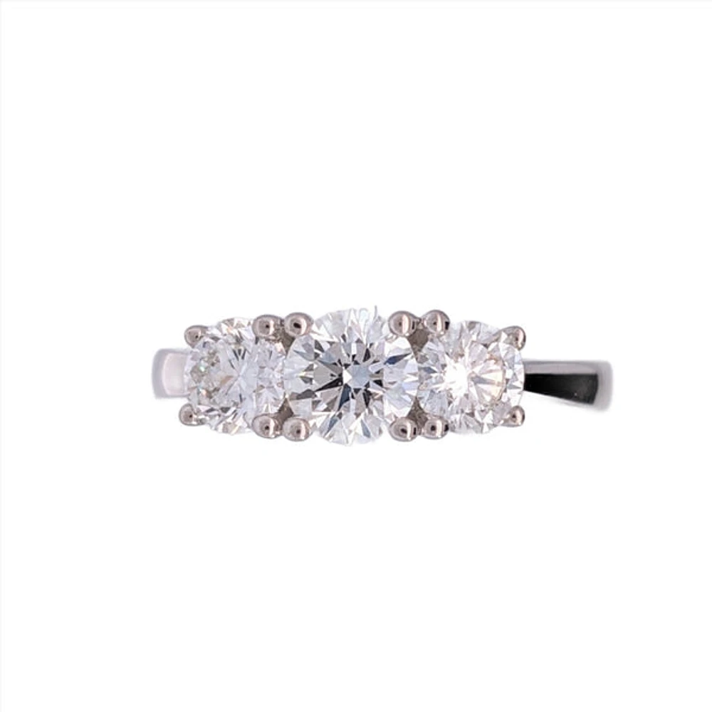 18K White Gold 1.25cttw Lab Grown Diamond 3 Stone Engagement Ring