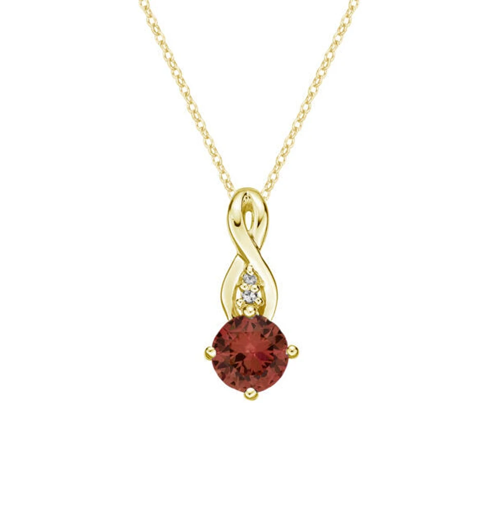 10K Yellow Gold Garnet and Diamond Pendant