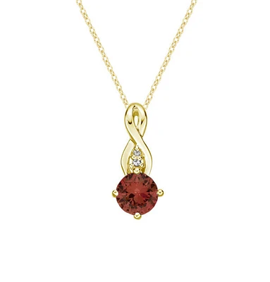 10K Yellow Gold Garnet and Diamond Pendant