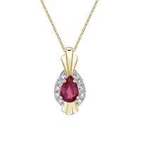 10K Yellow Gold Prong-set Ruby pendant with diamonds