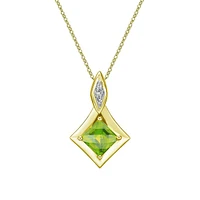 10K Yellow Gold Prong-set Peridot pendant with diamond accent