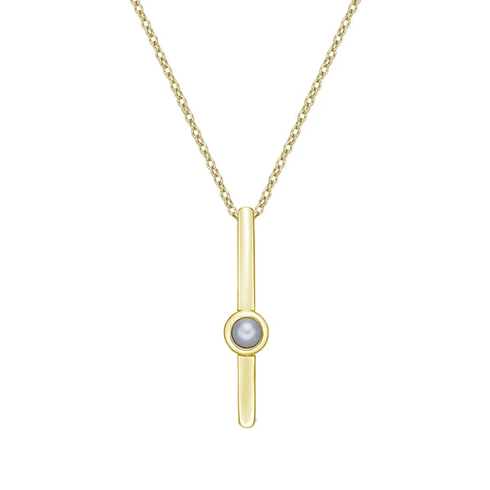 10K Yellow Gold Bezel-set Freshwater Pearl pendant (no chain)