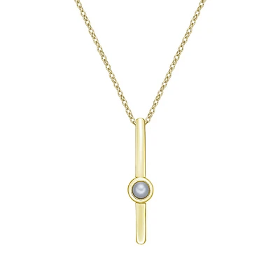 10K Yellow Gold Bezel-set Freshwater Pearl pendant (no chain)