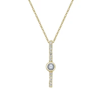 10K Yellow Gold Bezel-set Freshwater Pearl pendant with diamonds (no chain)