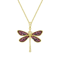 10K Yellow Gold Ruby & diamond dragonfly pendant