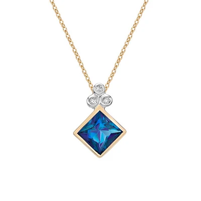 10K Yellow Gold Created Alexandrite and Diamond Necklace