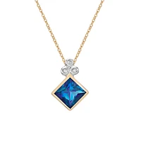10K Yellow Gold Created Alexandrite and Diamond Necklace