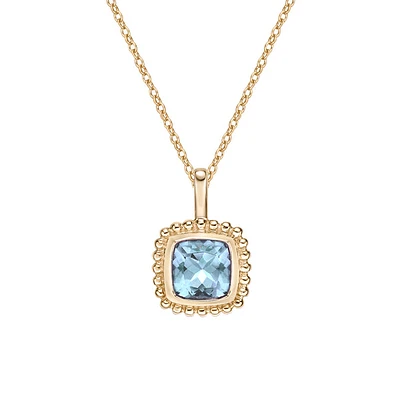 10K Yellow Gold Bezel-set Aquamarine pendant
