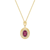 14K Yellow Gold Brushed Ruby & Diamond pendant
