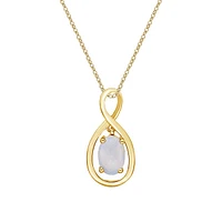10K Yellow Gold Infinity White Opal Pendant with chain