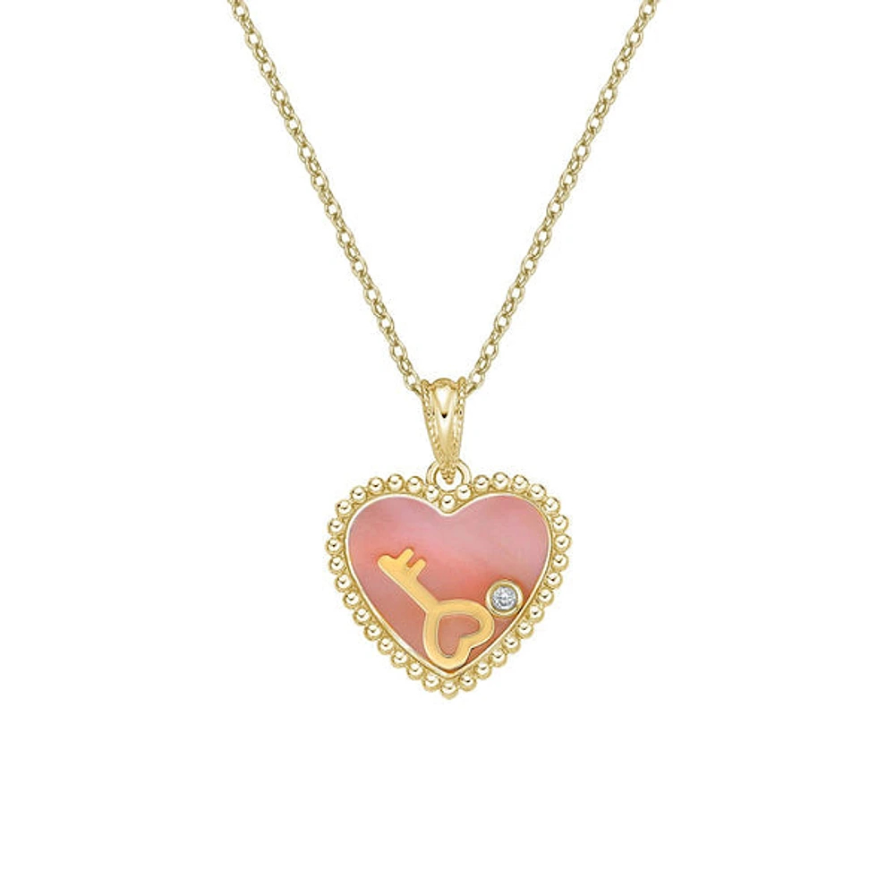 10K Yellow Gold Floating Heart Diamond Pendant