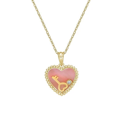 10K Yellow Gold Floating Heart Diamond Pendant