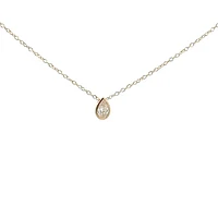 10K Lab Grown Diamond Bezel Set Necklace - Gold / Pear