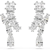 Swarovski - Matrix drop earrings, Mixed cuts, White, Rhodium plated - 5700418