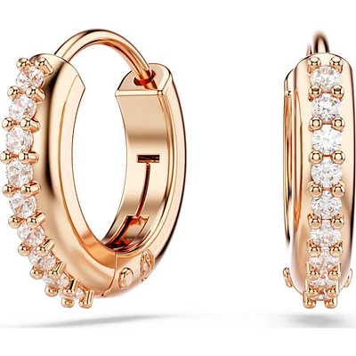 Swarovski - Matrix hoop earrings, Round cut, White, Rose gold-tone plated - 5690669