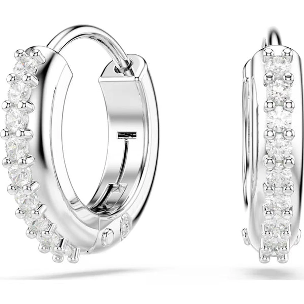 Swarovski - Matrix hoop earrings, Round cut, White, Rhodium plated - 5690670/5701600 (SS)