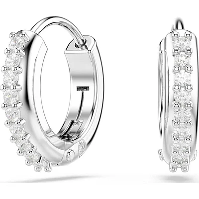 Swarovski - Matrix hoop earrings, Round cut, White, Rhodium plated - 5690670/5701600 (SS)