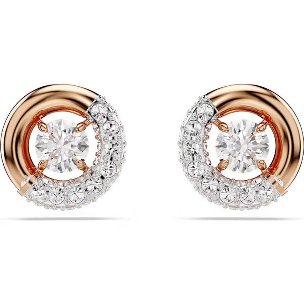 Swarovski - Dextera stud earrings, Round cut, White, Rose gold-tone plated - 5692258