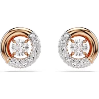 Swarovski - Dextera stud earrings, Round cut, White, Rose gold-tone plated - 5692258