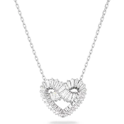 Swarovski Matrix Pendant, Mixed Cuts, Heart, White, Rhodium Plated - 5647924