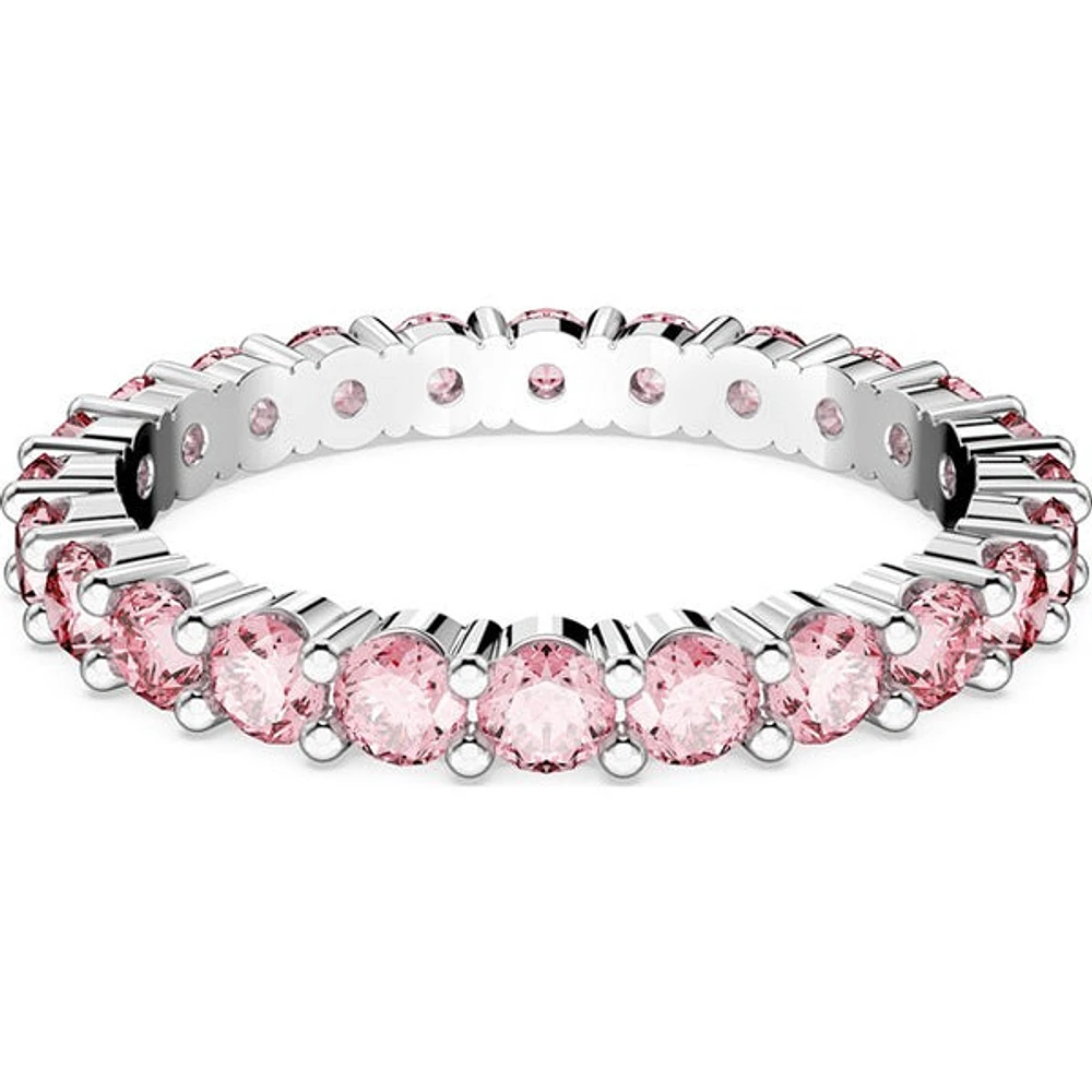 Swarovski Matrix ring, Round cut, Pink, Rhodium plated - 5658853