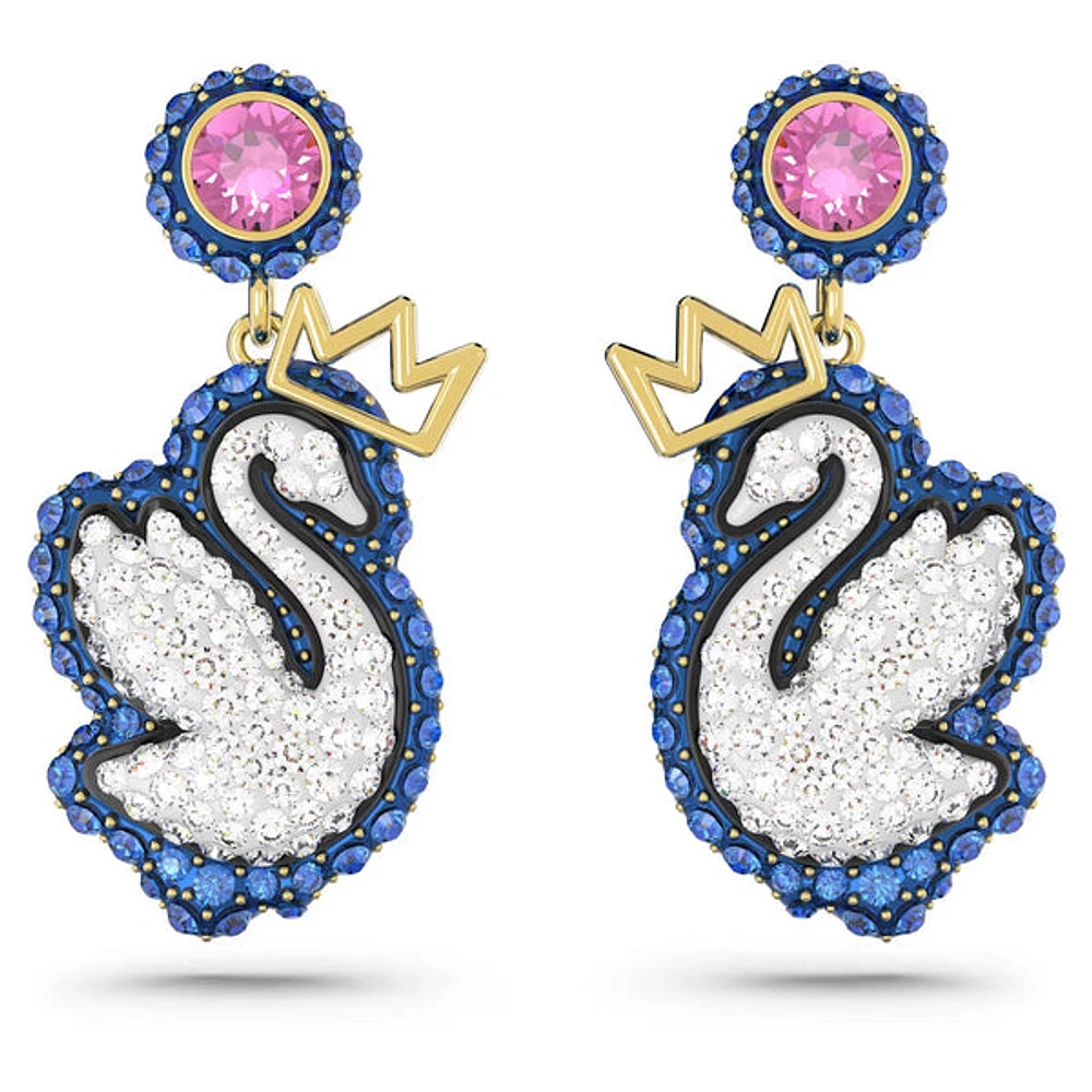Swarovski - Swan drop earrings Swan, Blue, Gold-tone plated - 5649196 - Discontinued