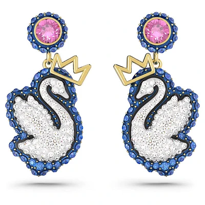 Swarovski - Swan drop earrings Swan, Blue, Gold-tone plated - 5649196 - Discontinued
