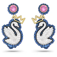 Swarovski - Swan drop earrings Swan, Blue, Gold-tone plated - 5649196 - Discontinued