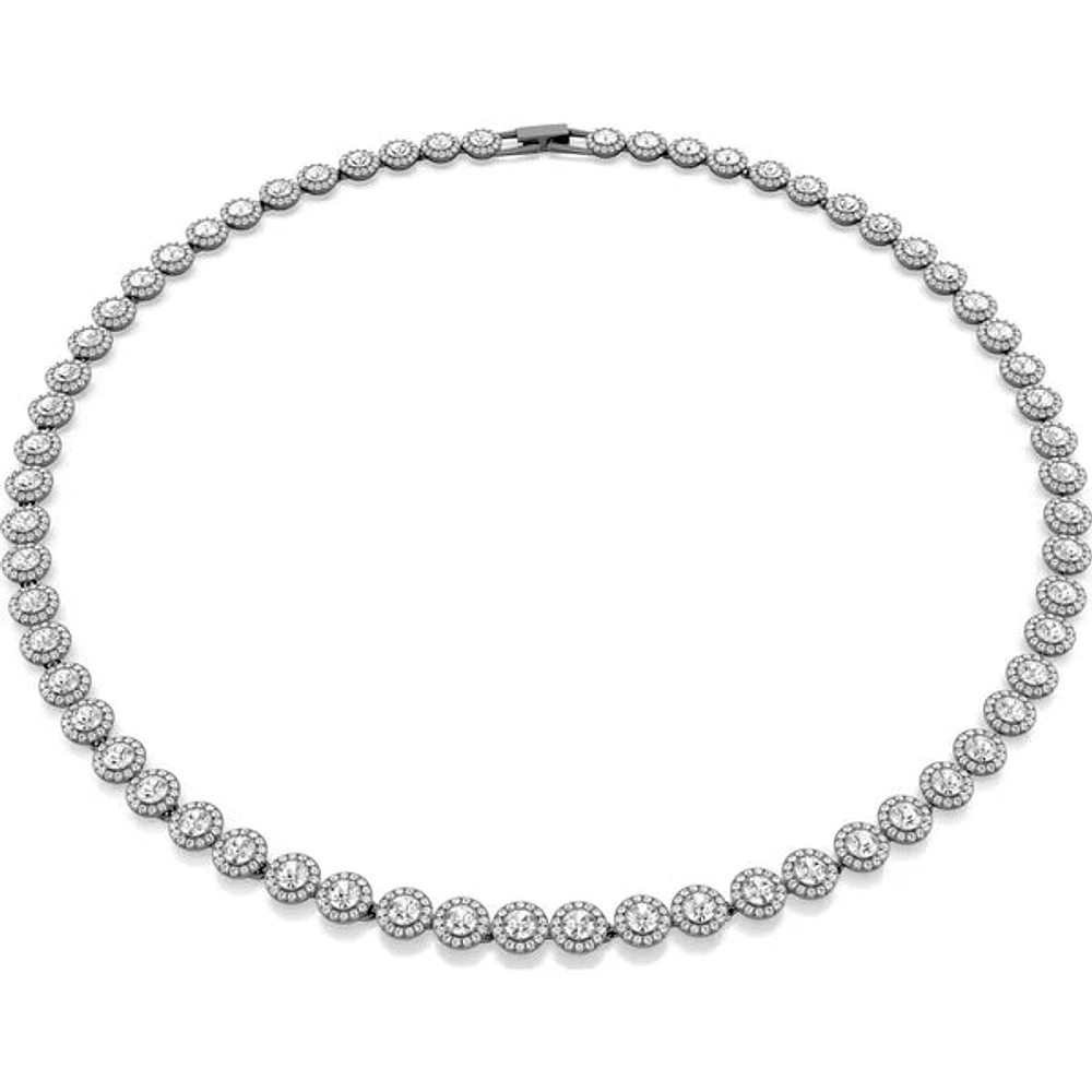 Swarovski - Una necklace, Round cut, Long, White, Ruthenium plated - 5681057