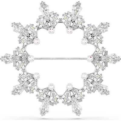 Swarovski Idyllia brooch, Mixed cuts, Snowflake, White, Rhodium plated - 5705397 - Discontinued