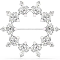 Swarovski Idyllia brooch, Mixed cuts, Snowflake, White, Rhodium plated - 5705397 - Discontinued