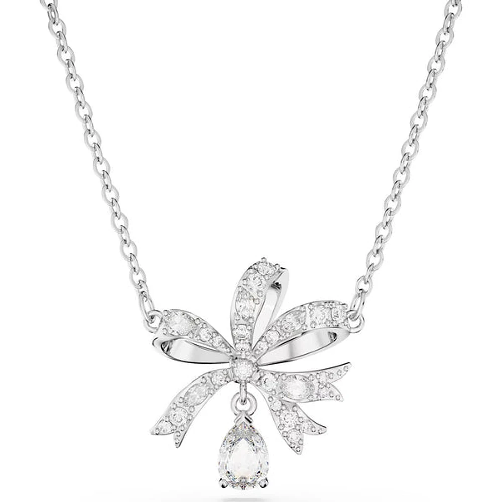 Swarovski Volta Necklace, Bow, Small, White, Rhodium Plated - 5647583 - Discontinued