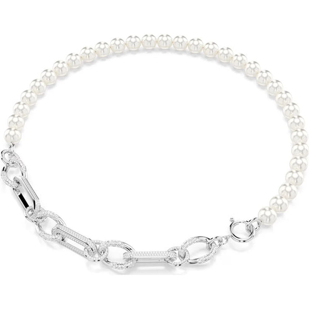 Swarovski - Dextera necklace, Crystal pearl, Mixed links, White, Rhodium plated - 5692744 - Discontinued