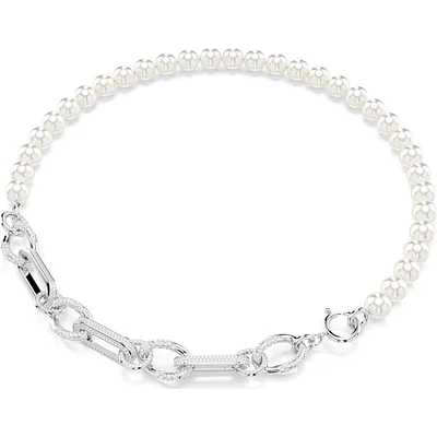 Swarovski - Dextera necklace, Crystal pearl, Mixed links, White, Rhodium plated - 5692744 - Discontinued