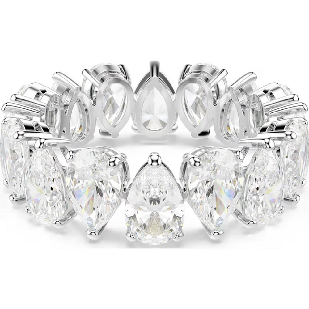 Matrix Vittore ring, Pear cut, White, Silver-tone finish - 52