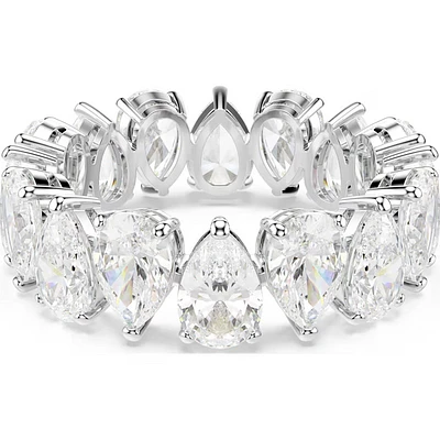 Matrix Vittore ring, Pear cut, White, Silver-tone finish - 52