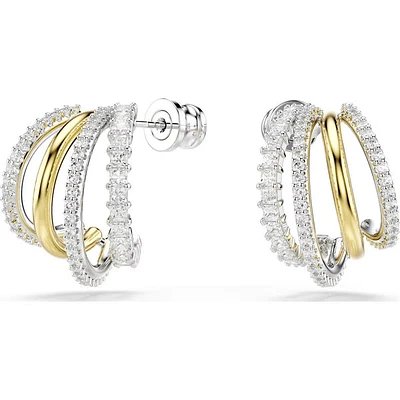Swarovski - Hyperbola hoop earrings, Mixed cuts, Mini, White, Mixed metal finish - 5689718/5701590 (SS)