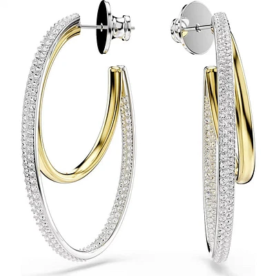 Swarovski -   Hyperbola hoop earrings, Round cut, Medium, White, Mixed metal finish - 5702400